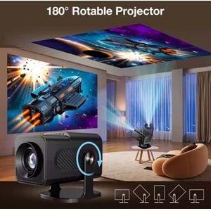 HCS350 pro Retro video oyunu konsolları Android12.0 TV OS A53 sistemi WIFI taşınabilir akıllı projektör 720p ev projektör