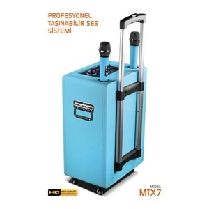 Powerway MTX7 Şarjlı Çift Mikrofonlu Ses Sistemi Karaoke Sistemi Taşınabilir Amfi Bluetooth Hoparlör