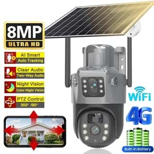 Mpia MİKA 4G Çift Kamera 3+3MP İP Wifi Full HD Suya Dayanıklı 12 Ledli Gece Görüşlü 2 Antanli Hareketli Kamera