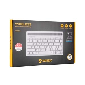 Everest KB-BT82 Beyaz/Gümüş Bluetooth Ultra İnce+Şarjlı Q Mac/Win/Android/Ios Uyumlu Kablosuz klavye