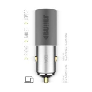 Powerway BULLET 100W Araç Çakmaklık Şarj Cihazı Type-C ve Usb Çıkışlı Profesyonel Turbo Hızlı Şarj