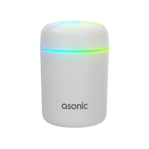 Asonic HN21 Matte Beyaz 2W 300ML kapasiteli 4 Saat Çalışabilir RGB Mini Oda Nemlendirici