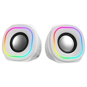 Mikado MD-180 2.0 3W*2 Beyaz/Siyah RGB Aydınlatmalı USB + 3.5mm USB 5V Speaker Hoparlör
