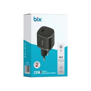 Bix BX21G GaN 20W Type-C PD Akıllı Çip Mini Hızlı Şarj Cihazı Beyaz/Siyah