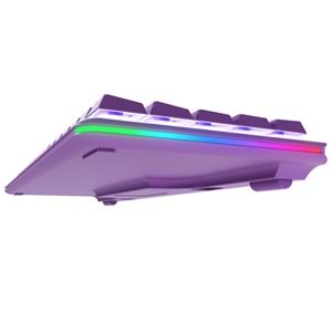 Rampage REBEL Mor Low Profile RED SWITCH Mekanik Gaming Oyuncu Klavye US Layout English Beyaz Işıklı