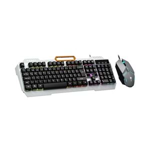 Lecoo CM107 USB Kablolu Rainbow Aydınlatmalı Türkçe Q Oyuncu Klavye & Mouse Seti Siyah