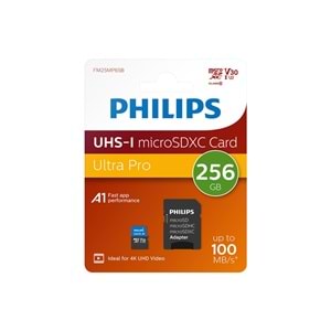 Philips Micro SDXC Card 256 Gb Class 10, UHS-I U3 Adapter, 4K FM25MP65B