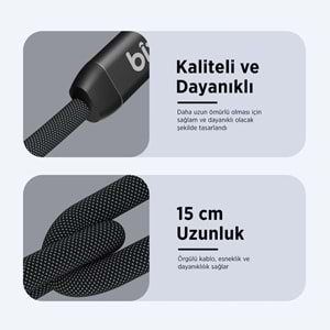 Bix ADP-12 Type-C to 3.5mm Kulaklık ve 15W Type-C Şarj Kablo Dönüştürücü