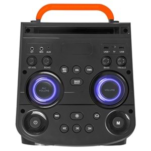 Mikado MD-103KP 200W 12V 14000mAh Bataryalı Siyah 1 UHF UV Mikrofonlu USB/BT/TF/TWS/AUX RGB 220V Kablolu Gitar Girişli P