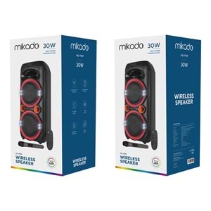 Mikado MD-79KP 30W Işıklı Siyah 1 UHF UV Mikrofonlu USB/BT/TF/TWS/AUX 2 Mik Girişli Type-C Şarjlı Toplantı-Parti Hoparlör