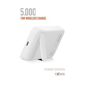 Powerway TXM5 5.000 mAh PD 15W Magsafe Kablosuz Wireless Taşınabilir Şarj Cihazı Powerbank