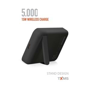 Powerway TXM5 5.000 mAh PD 15W Magsafe Kablosuz Wireless Taşınabilir Şarj Cihazı Powerbank