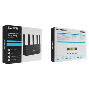 Everest EWR-X3000-V1 AX3000Mbps DualBand 5*6dBi Anten WISP+AP+Repeater Destekli Kablosuz Wifi RouterDualBand 5*6dBi Anten WISP+AP+Repeater Destekli Kablosuz Wifi Router
