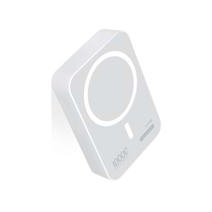 Powerway TXM10 10.000 mAh PD 15W Magsafe Kablosuz Wireless Taşınabilir Şarj Cihazı Beyaz Powerbank