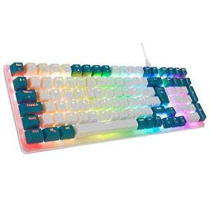Acer eMachines EAK100 Yeşil/Beyaz USB RGB Backlight RED SWITCH Mekanik Q 100 Tuşlu Compact Gaming Klavye