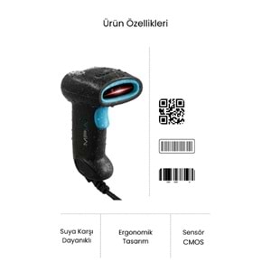 Mpıa BS-1 USB Kablolu 1D/2D Barkod/Karekod Okuyucu
