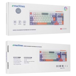 Acer eMachines EAK860 Beyaz USB Rainbow Aydınlatmalı Q Standart Kompakt Klavye