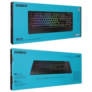 Everest KB-93 Siyah USB Q Rainbow Aydınlatmalı Multimedia Klavye