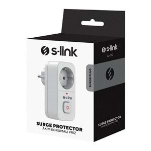 S-link SL-010 16A/250V 750 Joule Anahtarlı Isıya Duyarlı Devre ve Akım Korumalı Tekli Priz