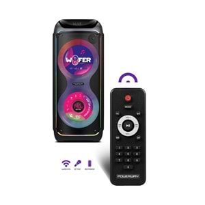 Powerway WOOFER 140W Hoparlör Gitar Saz Girişli Karaoke Parti Ses Sistemi Dijital Ekran +Bass