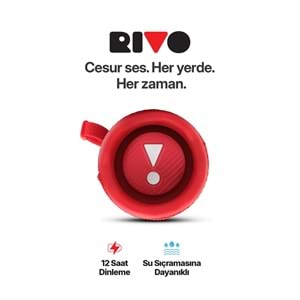 Powerway RİVO Kırmızı Taşınabilir Bluetooth Kablosuz Hoparlör 12 Saat Oynatma Çoklu Bağlantı