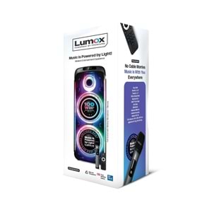 Powerway Lumox 100W Bluetooth Hoparlör Karaoke Parti Ses Sistemi Gitar Girişli Optik Kontrol Paneli Ekran