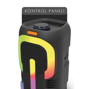 Maxron MXTune 16W Bluetooth Hoparlör Led Işıklı Ses Sistemi Parti Speaker Karaoke Özellikli