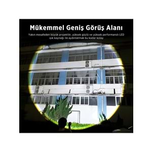 Philips SFL2203 450 Lümen 5W Led El Feneri Teleskopik Zoom Sos Modlu Metal Gövdeli Şarj Edilebilir Uzun Menzilli Flashligh