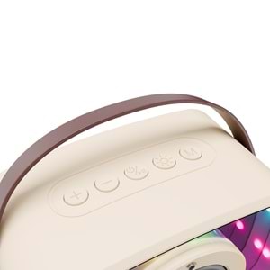 Mikado MD-57BT Endless 5W Bej TF + USB + AUX + BT Destekli 2 Wireless Karaoke Mikrofon 1200mAh Taşınabilir Speaker
