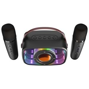 Mikado MD-57BT Endless 5W Siyah TF + USB + AUX + BT Destekli 2 Wireless Karaoke Mikrofon 1200mAh Taşınabilir Speaker