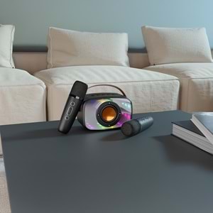 Mikado MD-57BT Endless 5W Siyah TF + USB + AUX + BT Destekli 2 Wireless Karaoke Mikrofon 1200mAh Taşınabilir Speaker