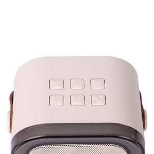 Mikado MD-27BT Naos Krem USB+TF+Bluetooth Destekli Wireless Karaoke Mikrofonlu 5W 800mAh Taşınabilir Speaker