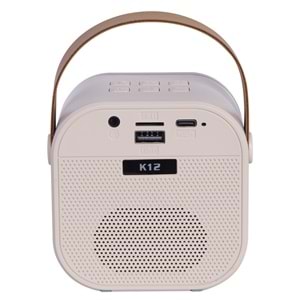 Mikado MD-27BT Naos Krem USB+TF+Bluetooth Destekli Wireless Karaoke Mikrofonlu 5W 800mAh Taşınabilir Speaker