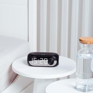 Asonic AS-W6 1200mAh 5W Siyah Bluetooth-Aux-Derece-Usb Double Alarmlı Saat Speaker