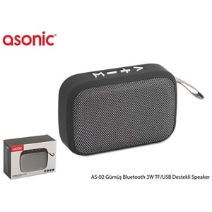 Asonic AS-02 Gümüş Bluetooth 3W TF/USB Destekli Speaker