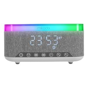 Mikado MD-W8 1200mAh 10W Gri Bluetooth-Usb-Kablosuz Şarj RGB-Gece Lambası Özellikli Alarmlı Saat Speaker