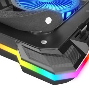 Rampage S49 Cyclone Siyah 10 Mode RGB 140*140mm 1 Fanlı 14-19 inç LED Ekranlı Notebook Soğutucu Stand