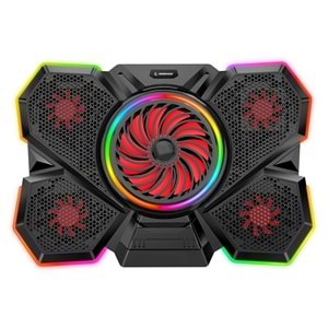 Rampage S47 COOLFLOW 5 Adet Kırmızı Led Fan 1 Usb 7 Farklı Kademe Ayarı 10'' 17.3'' Notebook Soğutucu Stand