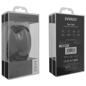 Everest SM-360 Usb Siyah 3D Optik Süper Sessiz Alkalin Pil Kablosuz Mouse