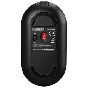 Everest SMW-399 Şarj Edilebilir Süper Sessiz 1600 DPI Kablosuz Siyah Mouse