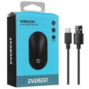 Everest SMW-399 Şarj Edilebilir Süper Sessiz 1600 DPI Kablosuz Siyah Mouse