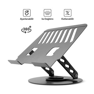 Powerway XR99 Yüksek Kalite Metal Ayarlı Laptop Macbook Uyumlu Notebook Tablet Tutucu Altlık Stand