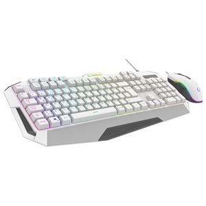 Rampage KM-34 GLARE Beyaz Usb RGB Aydınlatmalı Q 12800 DPI Mouse Gaming Oyuncu Klavye Set