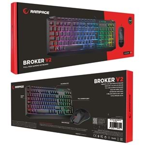 Rampage KB-R310 BROKER V2 Siyah Usb Gökkuşağı Zemin Aydınlatmalı 12800 DPI Oyuncu Klavye + Mouse Set