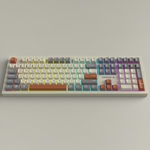 Everest KM-78 Rena Krem/Gri/Kahve Kablosuz 2.4 + BT RGB Aydınlatmalı Sessiz Q Su Sıçramasına Dayanıklı Klavye + Mouse Se
