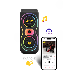 Maxron MXTube 20W Bluetooth Hoparlör Led Işıklı Ses Sistemi Parti Speaker Karaoke Özellikli + Mikrofon