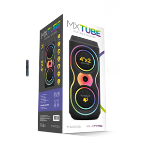 Maxron MXTube 20W Bluetooth Hoparlör Led Işıklı Ses Sistemi Parti Speaker Karaoke Özellikli + Mikrofon