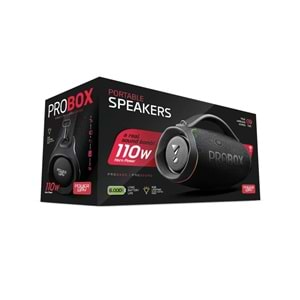 Powerway Probox 110W Güç Usb Hafıza Kartı Aux Fm Led Işıklı Bluetooth Hoparlör Hi-Fi Ses Bombası