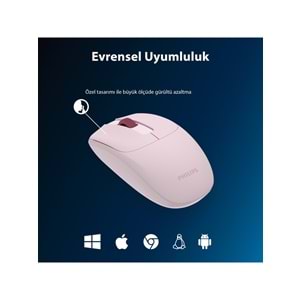 Philips SPK7398 Pembe Sessiz Optik Kablosuz Mouse