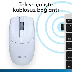 Philips SPK7398 Mavi Sessiz Optik Kablosuz Mouse